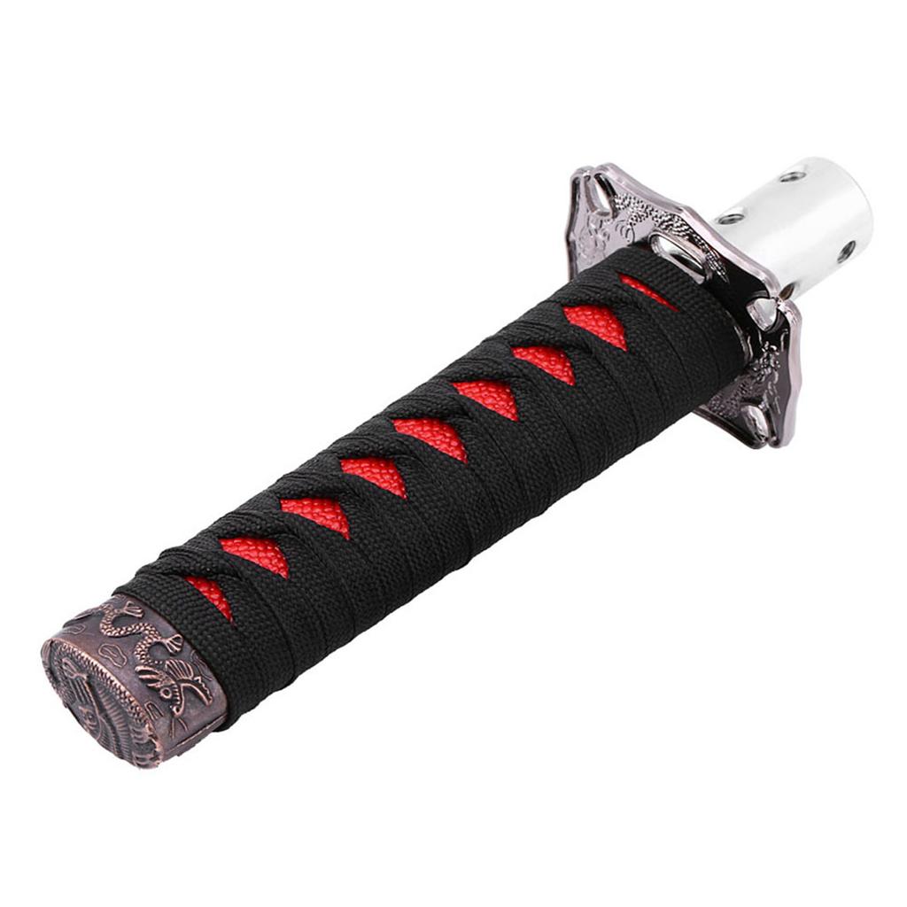 Universal Japanese Sword Car Gear Shift Lever Knob Shifter with 4 Adapters Black Red