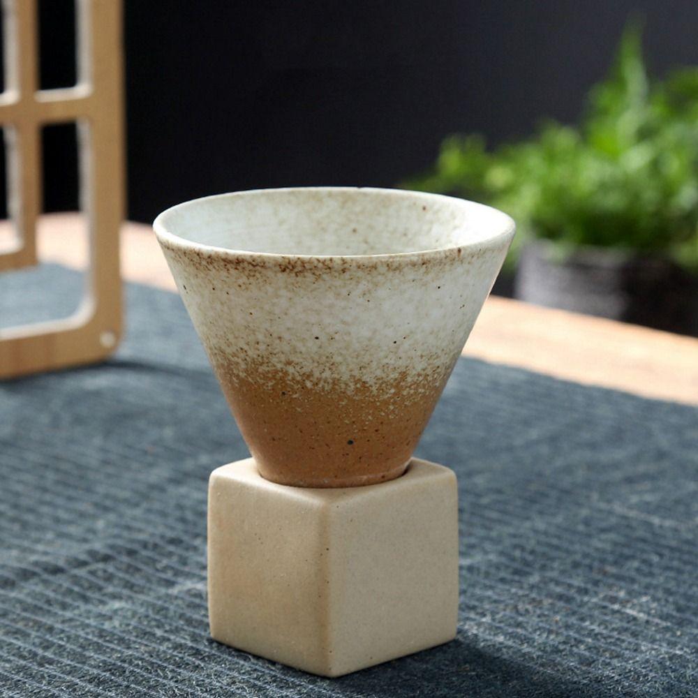 Porcelain Pottery Retro Funnel Shaped Drinkware Cappuccino Latte Espresso Coffee Mug Tea Cup