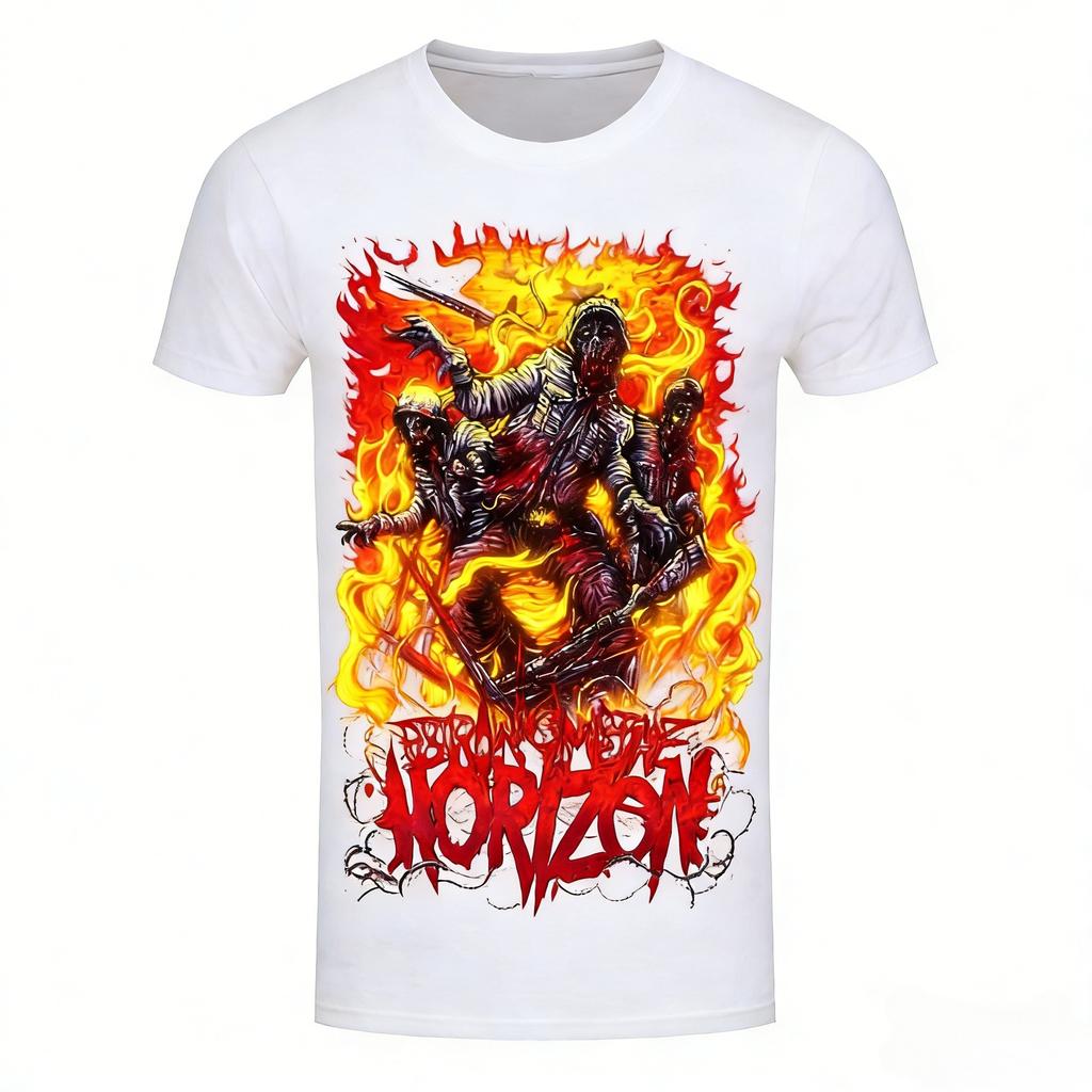 Bring Me The Horizon Smoking Dinosaur Band 3D Retro Mens and Womens Tshirts Street Short Sleeved Round Neck Mens Clothing