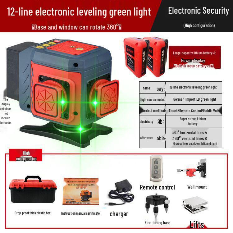 Anping Super Bright Infrared Green Laser Level: High Precision, Automatic Leveling with 8/12/16 Lines