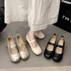 Retro High-end White French Flat-bottomed Shallow Mouth Single Shoes Women's 2025 New Skirt Soft-soled Mary Jane Shoes