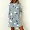 Women's Casual Floral Print Long Sleeve Round Neck Dress