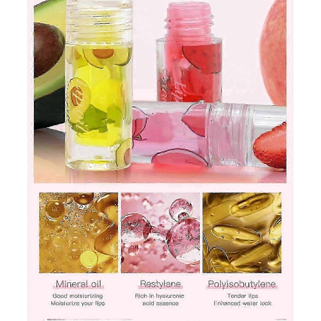 f Fruit Lip Oil, 3Pcs Set Lip Gloss, Light Moisturizing Lip Glow Oil, Clear Crystalline Lip Gloss, Moisturizing Lip Gloss, Glossy Liquid