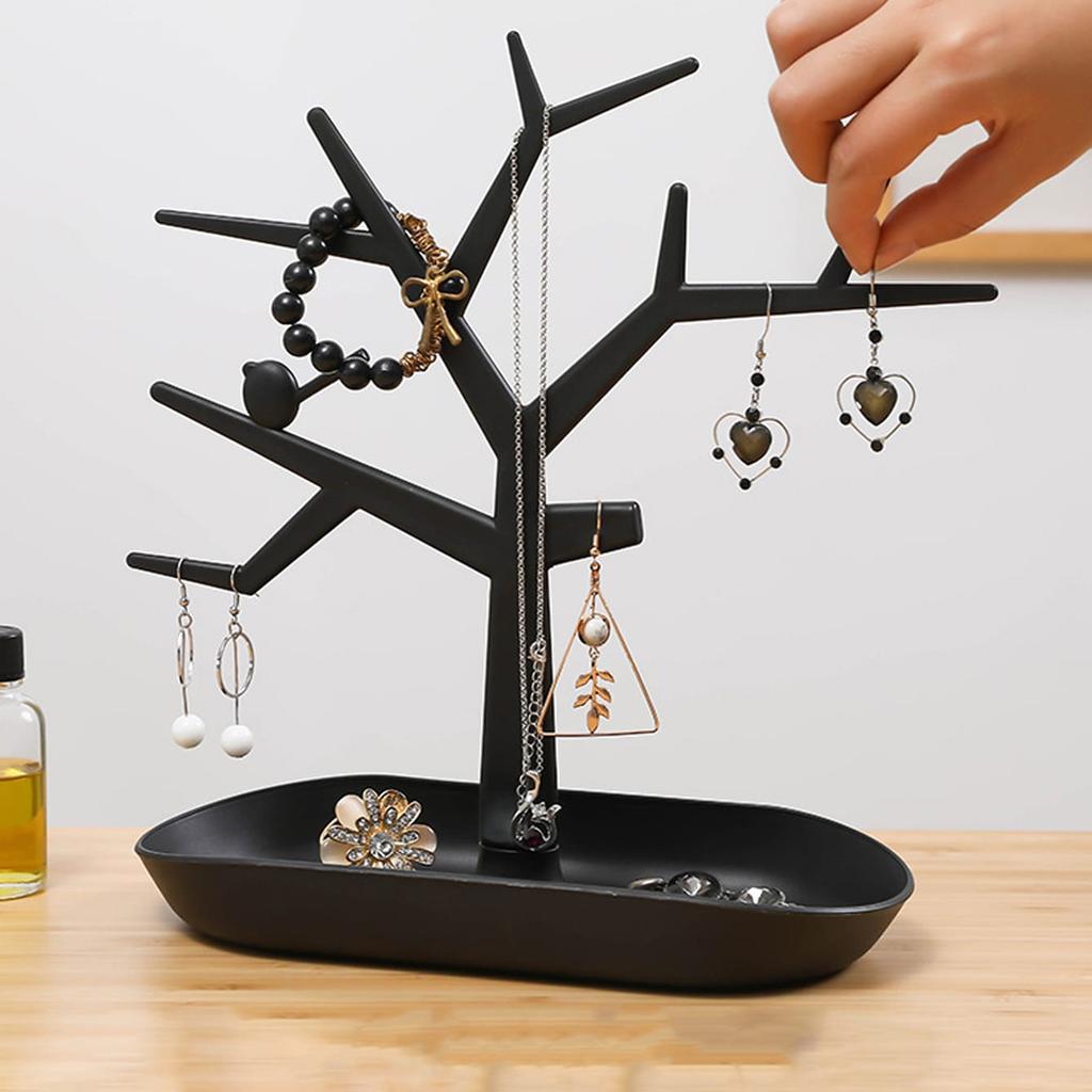 1pc tree shaped modern jewelry rack, used for storing necklaces,earrings,and keys.This display stand is made of durable plastic