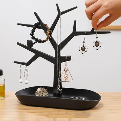 1pc Tree Shaped Modern Jewelry Rack, Used for Storing Necklaces,earrings,and keys.This Display Stand Is Made of Durable Plastic