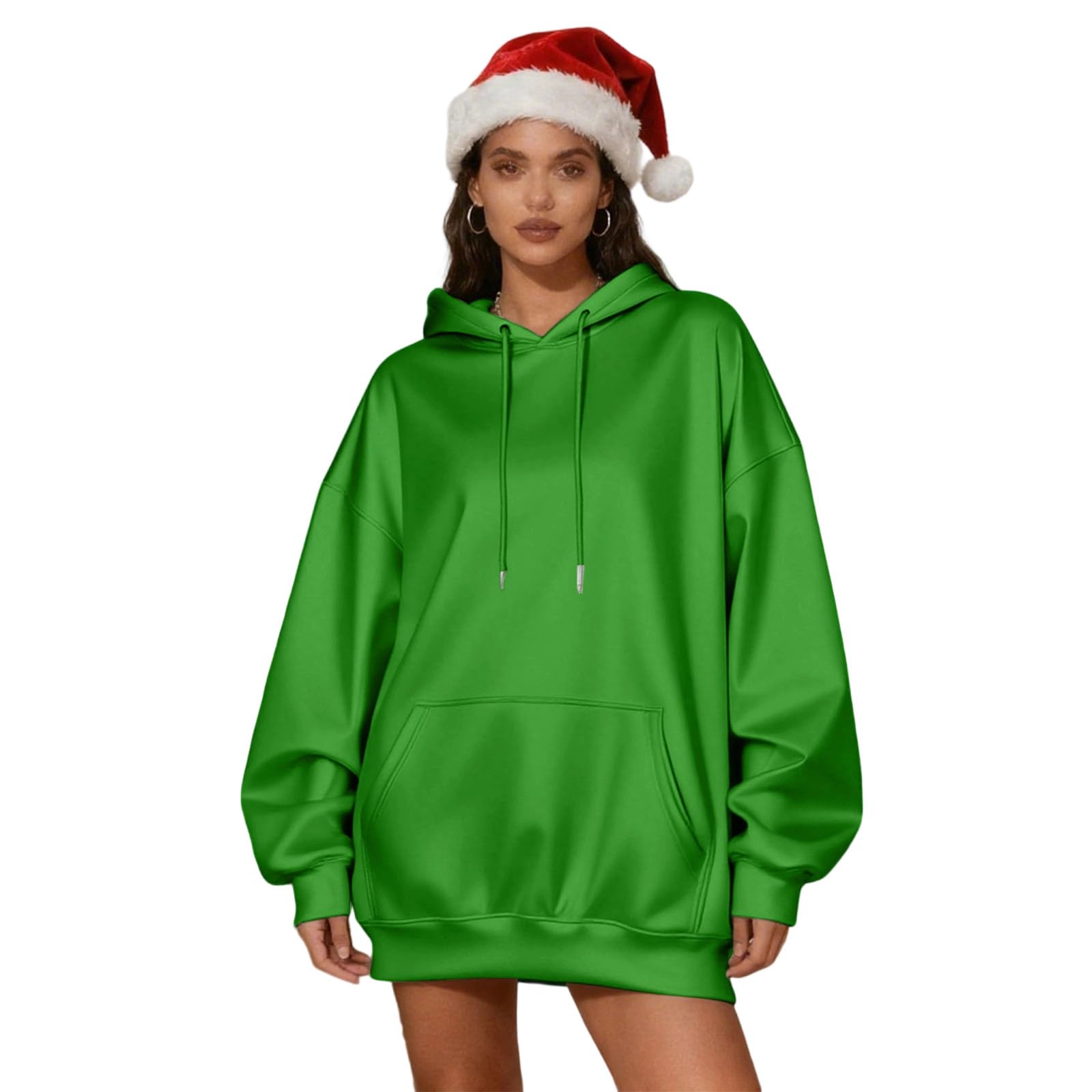 

Women s Solid Color Long Sleeved Hooded Drawstring Sweatshirt Top L