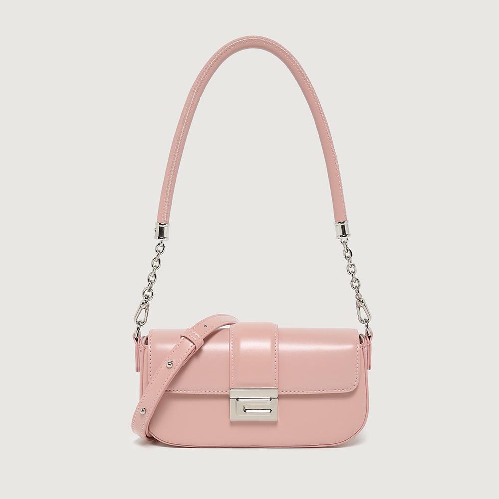 Small bag 2024 new model, high-end niche harmonica chain small square bag, baguette underarm bag, women's shoulder and crossbody bag