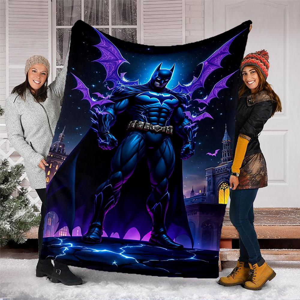 1pc Batman Outdoor Flannel Throw Blanket Soft, Lightweight & Warm for Sofa, Office