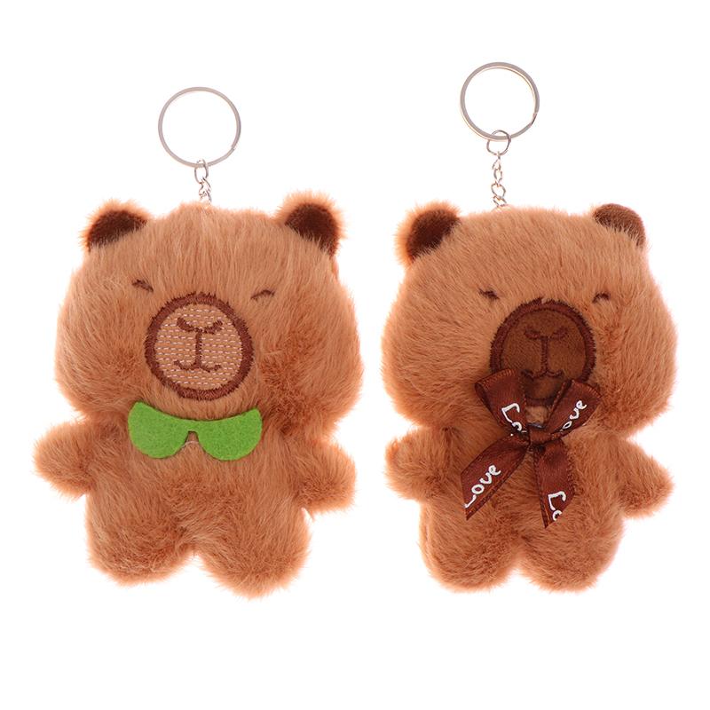 Capibara Plush Keychain Cartoon Capybara Stuffed Doll Pendant Car Key Ring Backpack Bag Decor Kid Gift