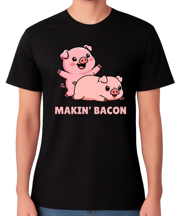Makin  Bacon Cute Pig Cartoon Funny Farm T-Shirt Sex Animal Unisex Tee S