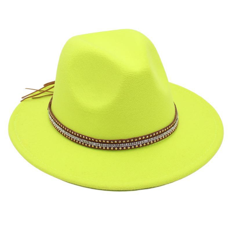 Tibetan Style Top Hat Temperament Jazz Hat British Elegant Felt Hat Big Brim Rivet Woolen Hat Men And Women