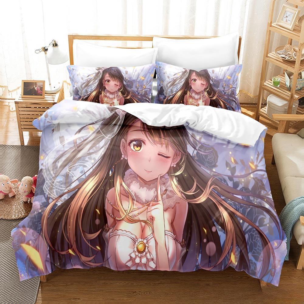 Fashion 2025 New Kawaii Love Live! Bedding Set Cartoon Anime three-piece Set Adult Kid Bedroom Duvet Cover Sets Home Textiles