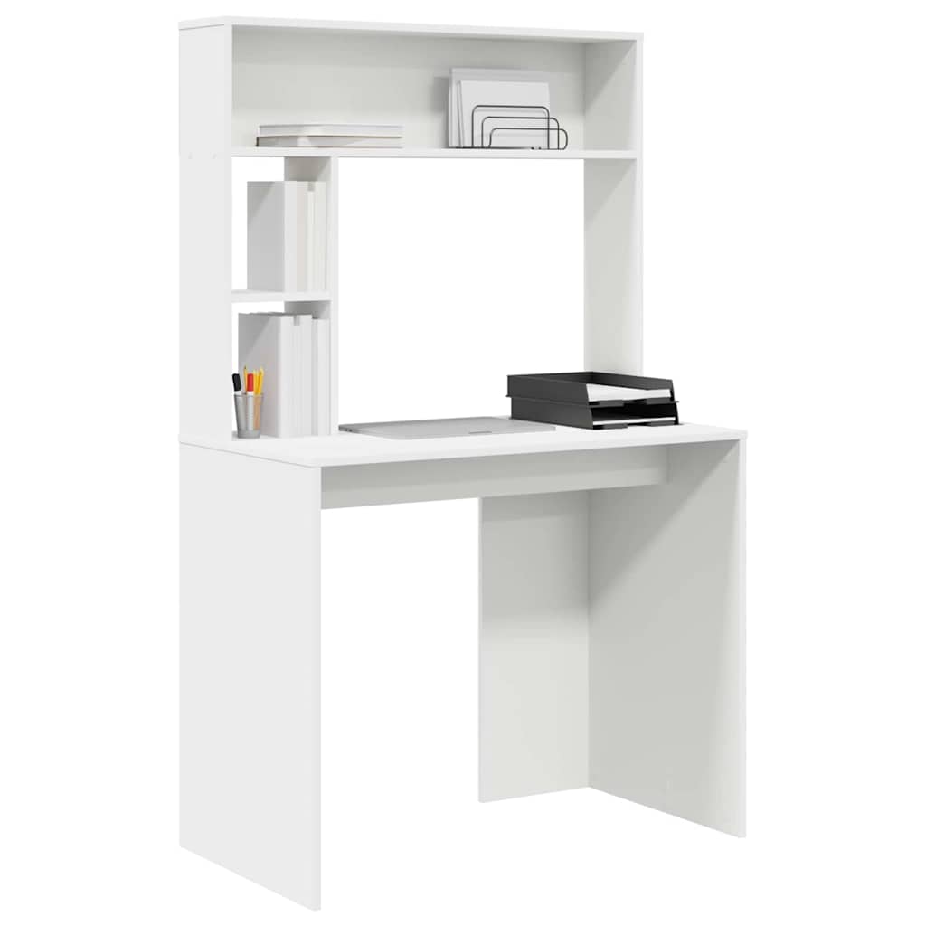 Weißer Schreibtisch mit Regal 91 x 50 x 149 cm Holzwerkstoff