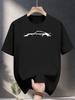 Men's 100% Pure Cotton Fashionable Casual Loose White Car Pattern Printed Round Neck Short Sleeved T-shirt Top