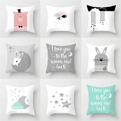 New Cartoon Printed Pillowcase Home Fabric Sofa Pillow Cushion Cover Cute