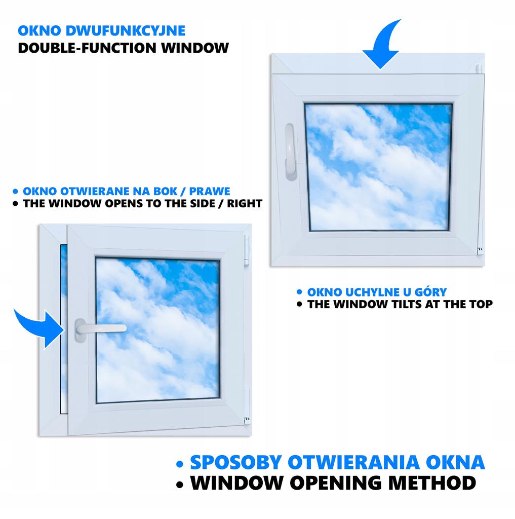 White PVC Window 60x60 Right New 600x600 Mm Tilt-and-Turn Ru Double-Glazed