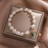 Special-Shaped Baroque Freshwater Pearl Emerald Square Pendant Bracelet Women'S Light Luxury Temperament Small Fresh Bracelet