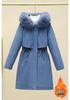 Women's Mid-Length Winter Parka: Thickened Velvet, Korean Style, Loose Fit, Large Fur Collar Cotton Jacket