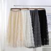 Women's Layered Mesh Gauze Pleated High Waist Long Skirt - Spring & Autumn Style