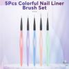 5 BUC Pensulă Colorată pentru Pictură Linii Nail Art, Stilou Liner pentru Unghii, Manichiură Pictură Linii, Pensulă pentru Flori, Acrilic Liner Subțire, Stilou pentru Desen