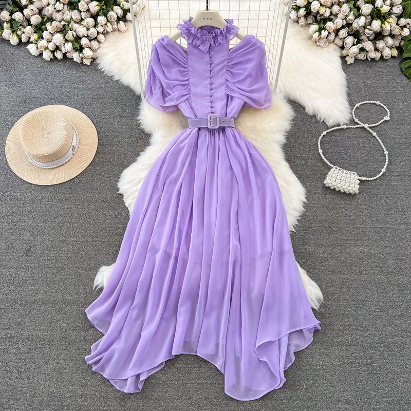 Accessible Luxury Graceful Stand Collar Chiffon Dress Elegance Formal Dress