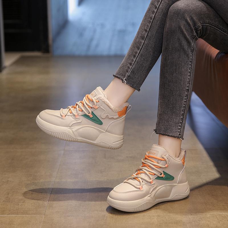 2025 winter velvet warm platform cotton shoes women's Korean version high-top ins tide student leisure sports women's shoes K8651