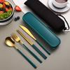 4Pcs Tableware Set Portable Cutlery Set Dinnerware Set Stainless Steel Knife Fork Spoon Stick Travel Flatware with Box