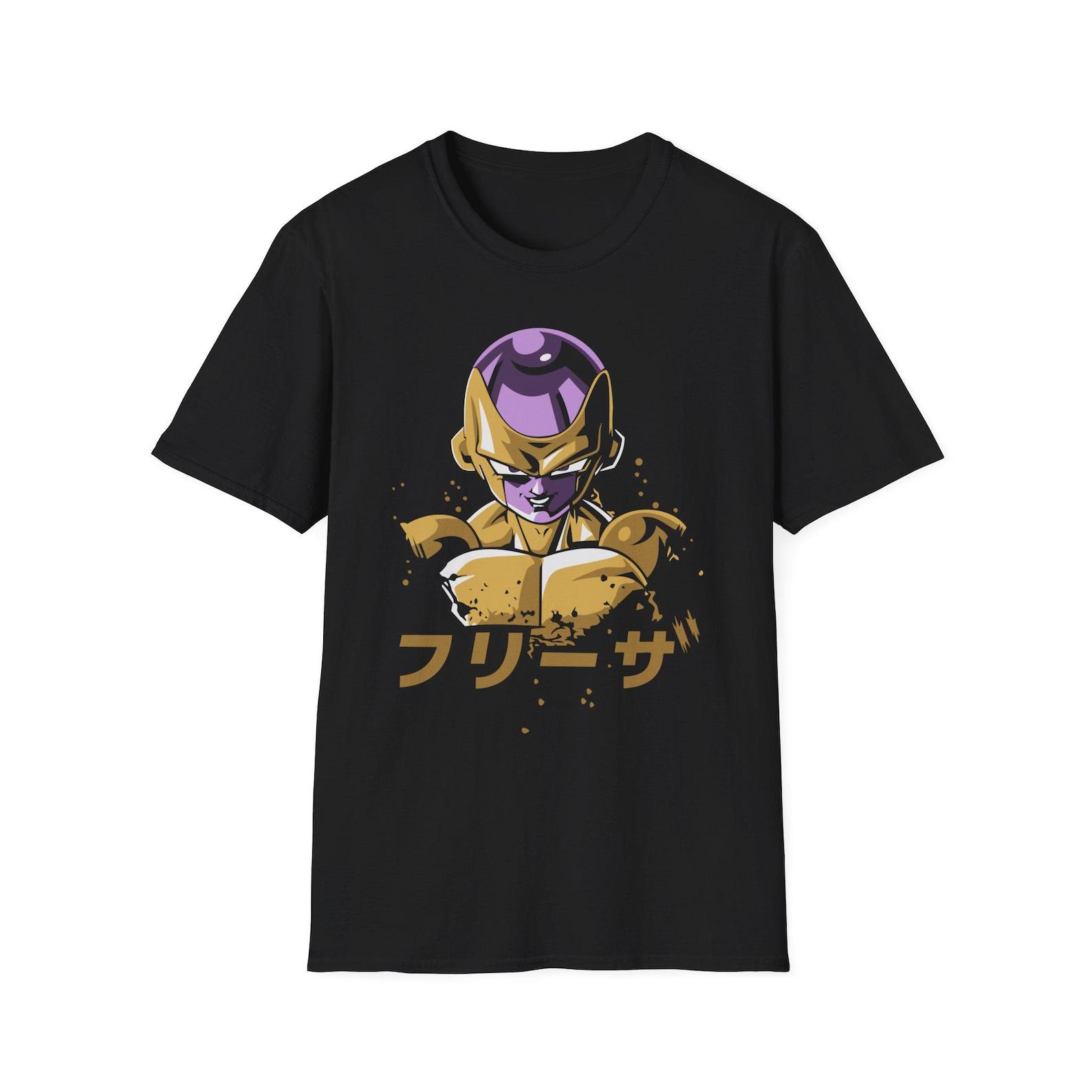Golden Anime Villain Graphic T-Shirt | Japanese Text S