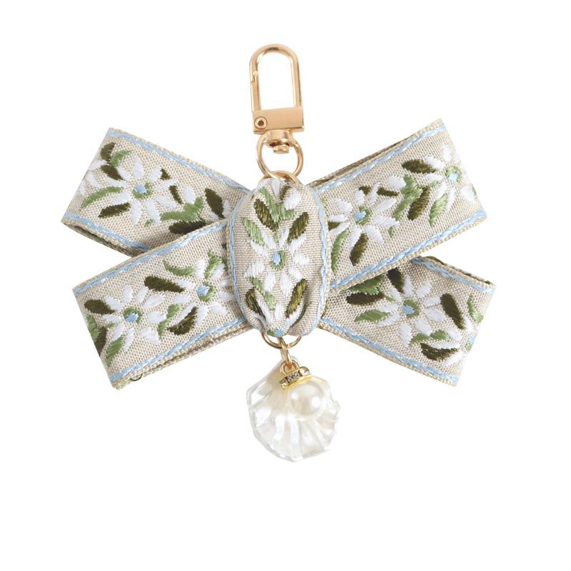 1pc Elegant Fashion New Keychain Keyrings Leaf Pattern Bag Charms Wallets Decor Fabric