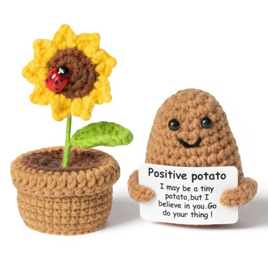 Girasole All'Uncinetto Fatto A Mano – 13x6 Cm, Fiore Artificiale In Lana Per Decorazioni E Centrotavola