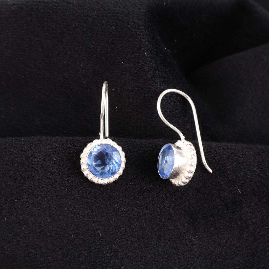 Tanzanit Drahokam 925 Sterlingové Stříbro Šperky Ručně Vyráběné Visací Náušnice 0,93" EE-177-13