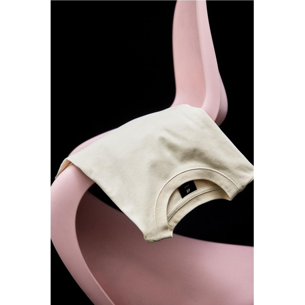 H M Long Sleeve Jersey Top Loose Fit ligHt Beige