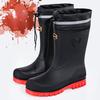Scarpe da Pioggia Impermeabili in Gomma, Scarpe da Acqua alla Moda, Stivale Medio Antiscivolo da Esterno, Stivali da Pioggia da Uomo con Pelliccia Sintetica per Tutte le Stagioni
