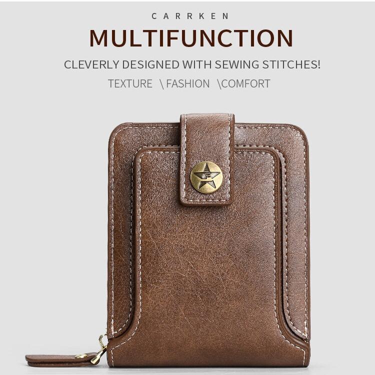 Portfel męski retro skórzany portfel męski wielofunkcyjny do przechowywania zamek błyskawiczny portmonetka na monety o dużej pojemności portfele etui na karty kredytowe torby