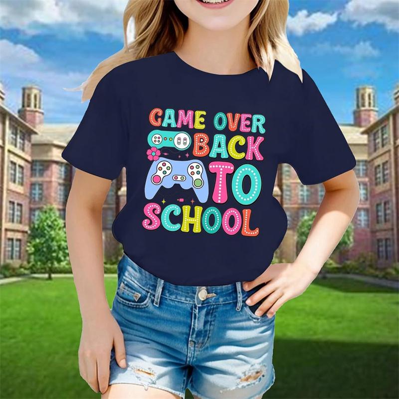 Sommer Neu 3D Schulanfang Druck T-Shirt Erster Schultag Grafik T-Shirts Kinder Mode Streetwear Kurzarm Oberteil