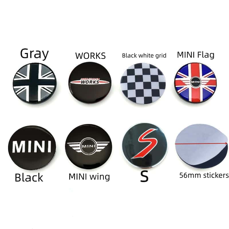 

4Pcs 56MM Car Wheel Center Hub Cap Rim Cover Emblem Stickers For MINI Cooper JCW WORKS R55 R56 F55 F56 R57 R58 R59 R60 R61 R50 Gray