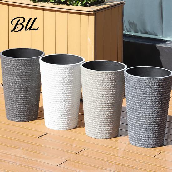 Sturdy Decorative Pot for Living Room Entryway Tall Round Flower with Drainage Holes, 17 Inch Stone-Look Versatile Indoor Outdoor Greenery Container