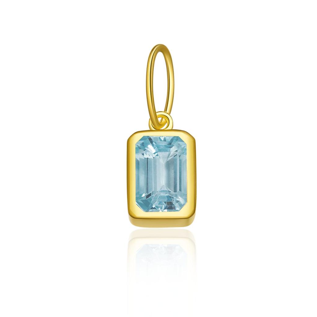 12 Birthstone Colored Zircon Square Pendant Necklace, S925 Sterling Silver, European & American Style