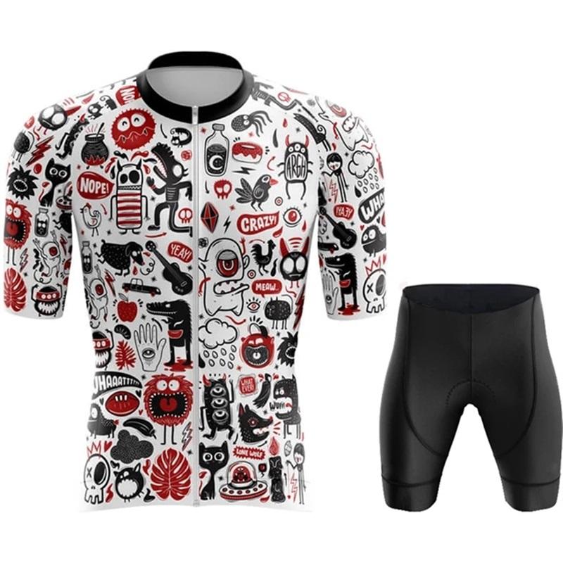 2026 Summer Breathable Cycling Suit Set Pro Team Cycling Clothing Man's MTB Bike Suit Short Sleeve Bike Clothes Ropa Ciclismo Hombre Cartoon