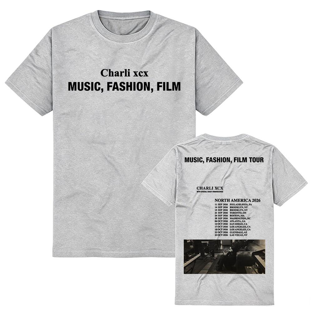 CHARLI XCX Music, Fashion, Film Tour 2026 T-shirt Summer Cotton Short Sleeve Fashion Tshirts Unisex Streetwear Graphic Merch Tee