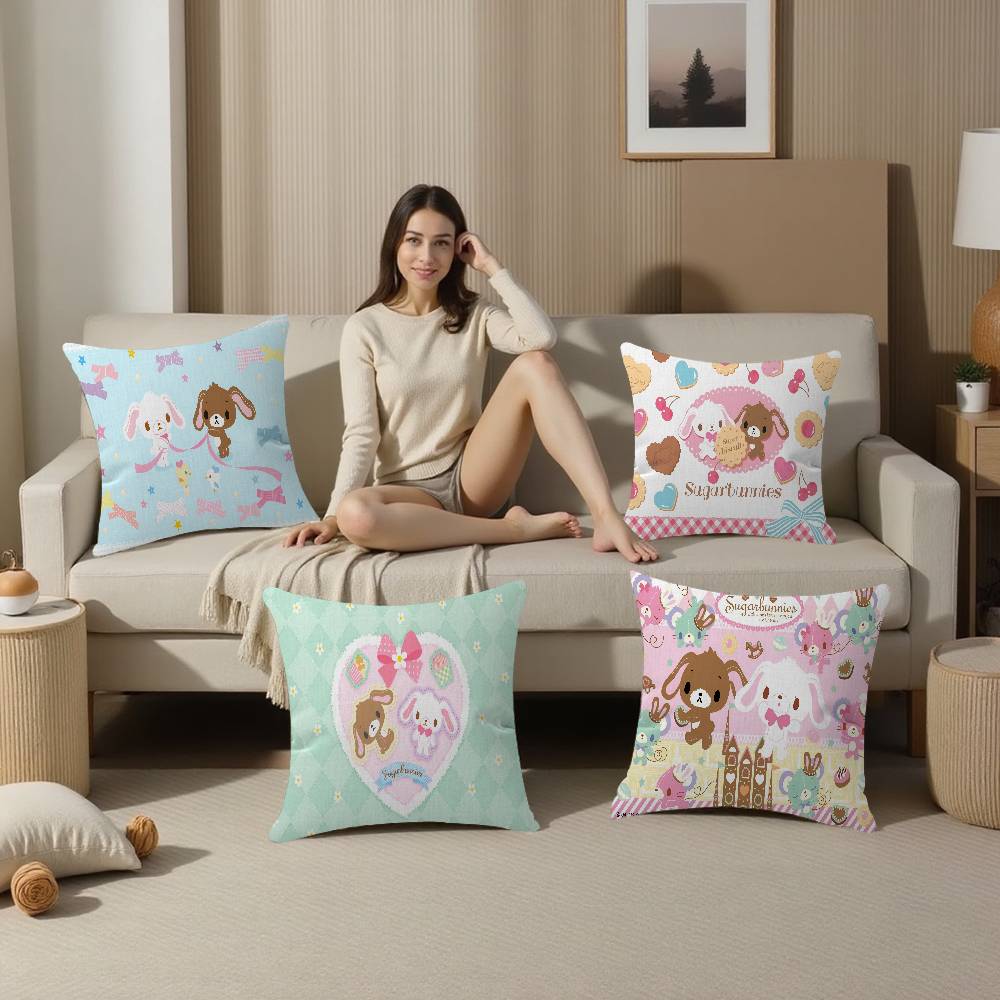 Cartoon Niedliche S-Sugarbunnies Kissenbezug Kissenhülle Deko Kissenbezug Bedruckter Kissenbezug für Sofa