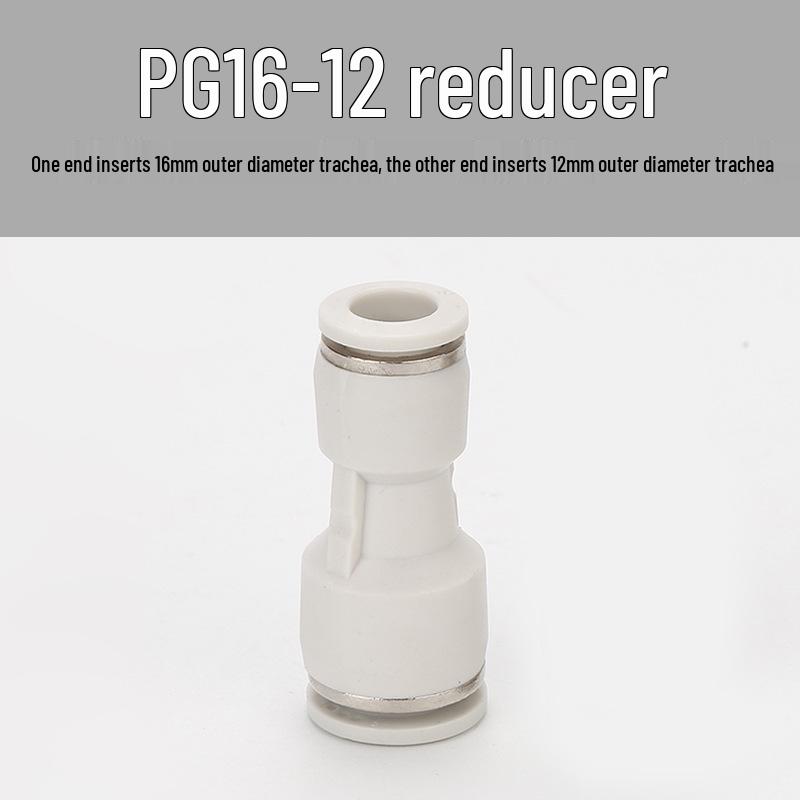 Straight Quick Push-In Pneumatic Air Tube Connector, PU Sizes 6-16, Plastic Two-Way Joint