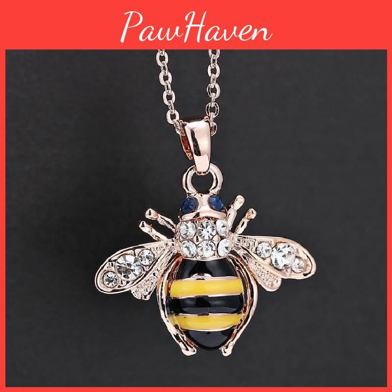 Elegant Rhinestone Bee Pendant Necklace In Alloy Material Perfect For Gifts And Special Occasions