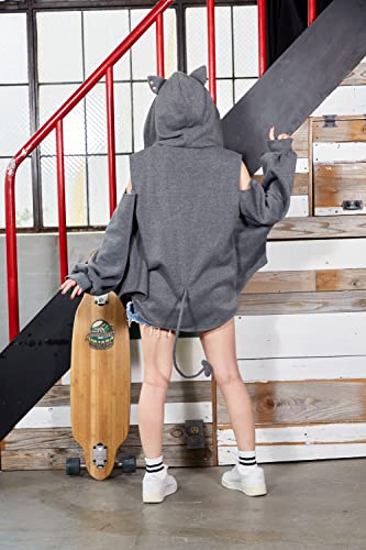 Clearstone Fangle Cosplay Halloween Bat Hoodie, Unisex, Gray