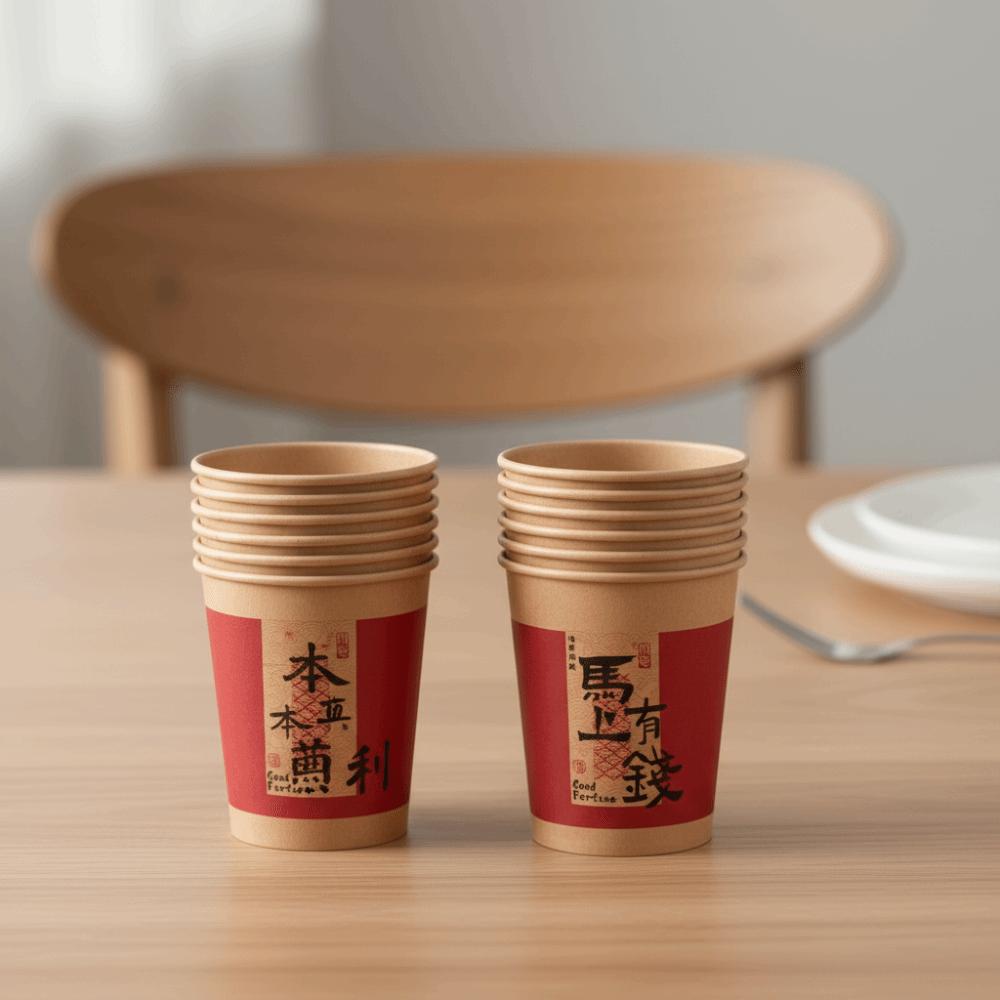 50pcs Calligraphy Blessings Disposable Drinking Cup Chinese Style Party Paper Cup  Spring Festival