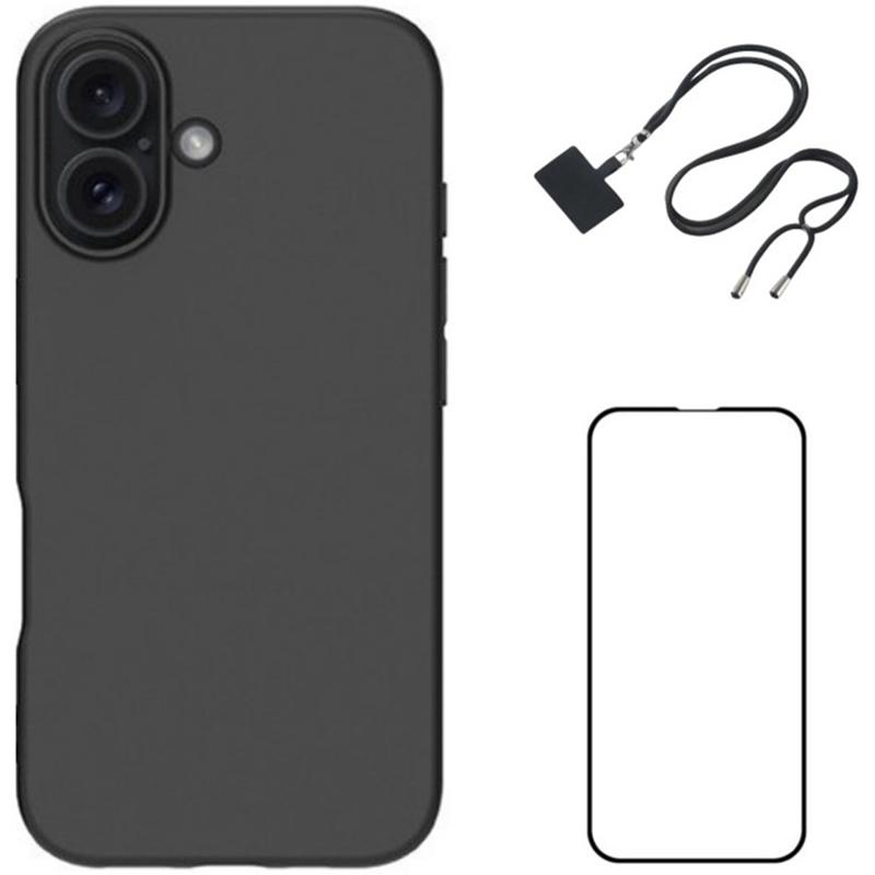 

WANLONFENG RB1 Series For iPhone 16 Case Soft TPU Phone Cover with Screen Film