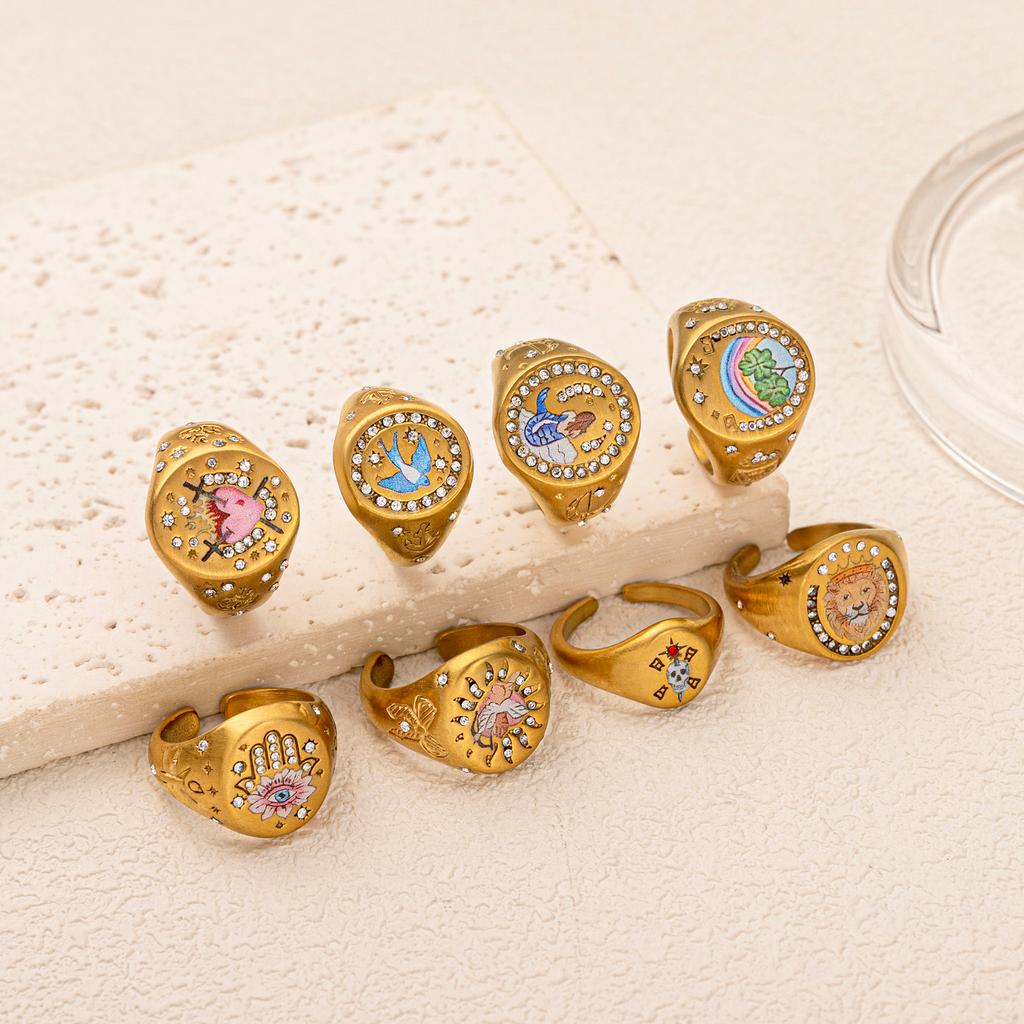 Stainless Steel Fashionable and Popular Valentine's Day Lion Mermaid Love Cupid Painted Ring
