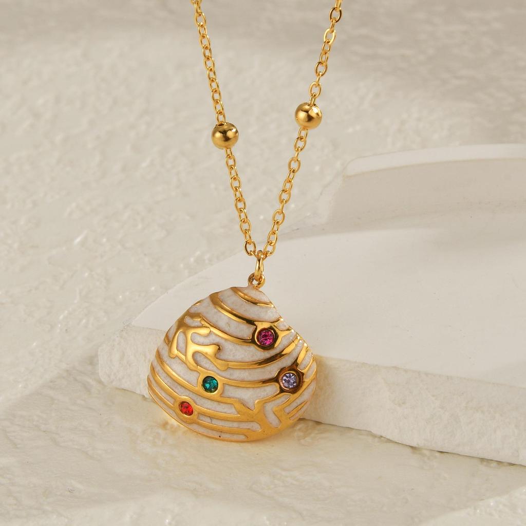 Anello Aperto INS Moda Acciaio Inossidabile Stella Marina Perla - Anello Dito Esagerato Placcato Oro 18K da Donna