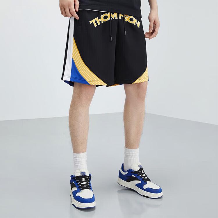 Anta Basketball Series Logo Striped Letter Mid-Waist Straight Loose Shorts Men Shorts Basic-Black 152321229-3
