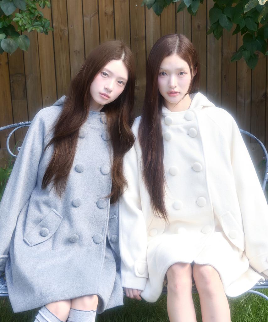 ILLIGO Cozy Hoodie Button Coat Ivory